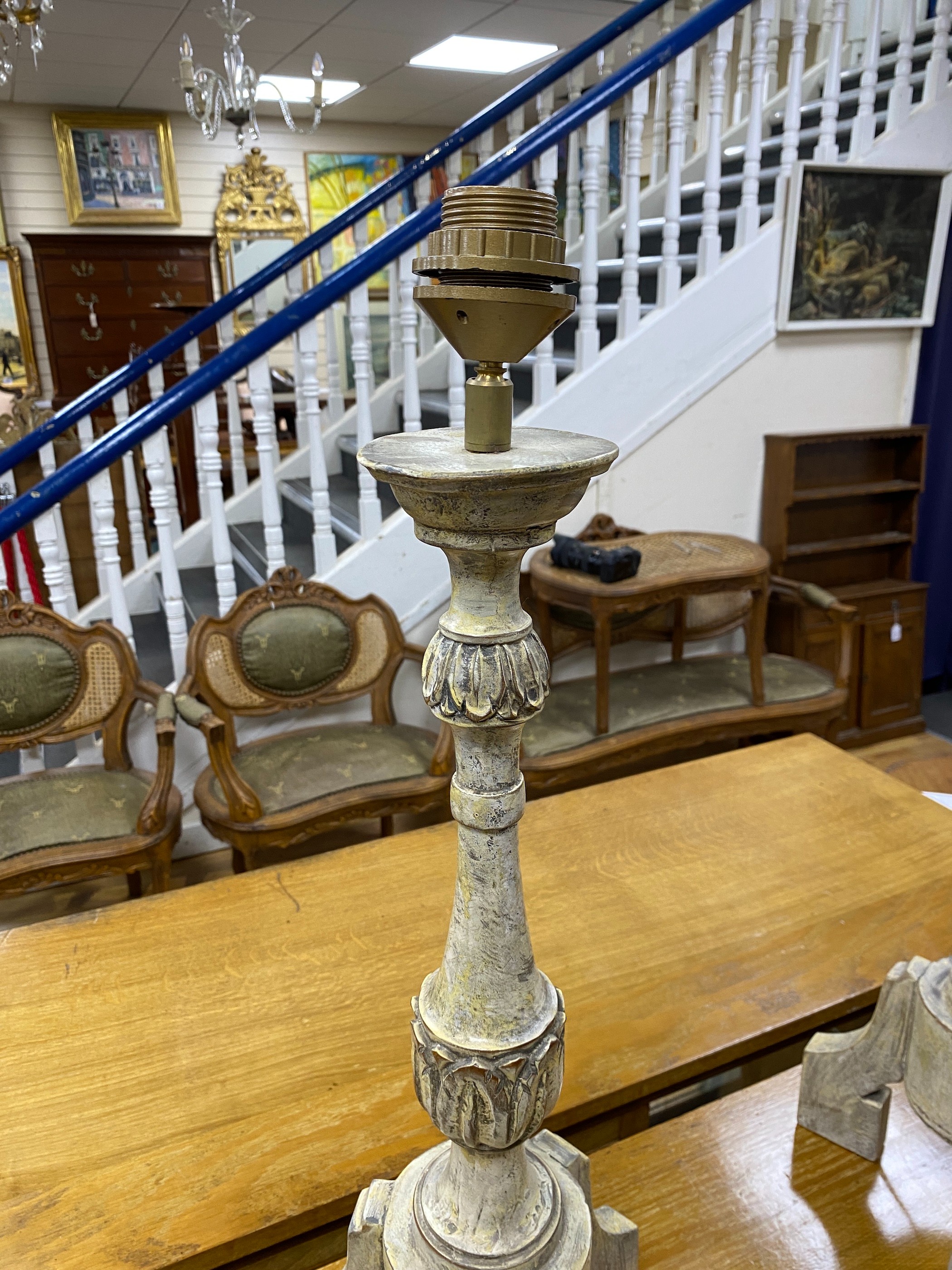 A pair of Italian style painted table lamps height 56cm